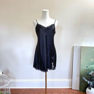 Victorias Secret Satin Slip Dress M Lace Trim Dark Romantic Whimsigoth Intimate